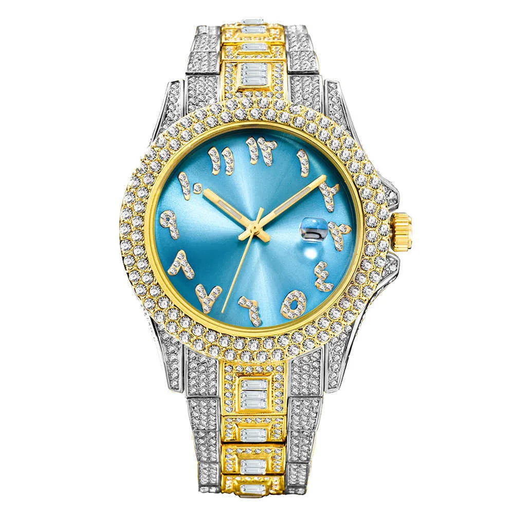 شاهد Hip Hop Diamond Sustded Men Men Watch Watch