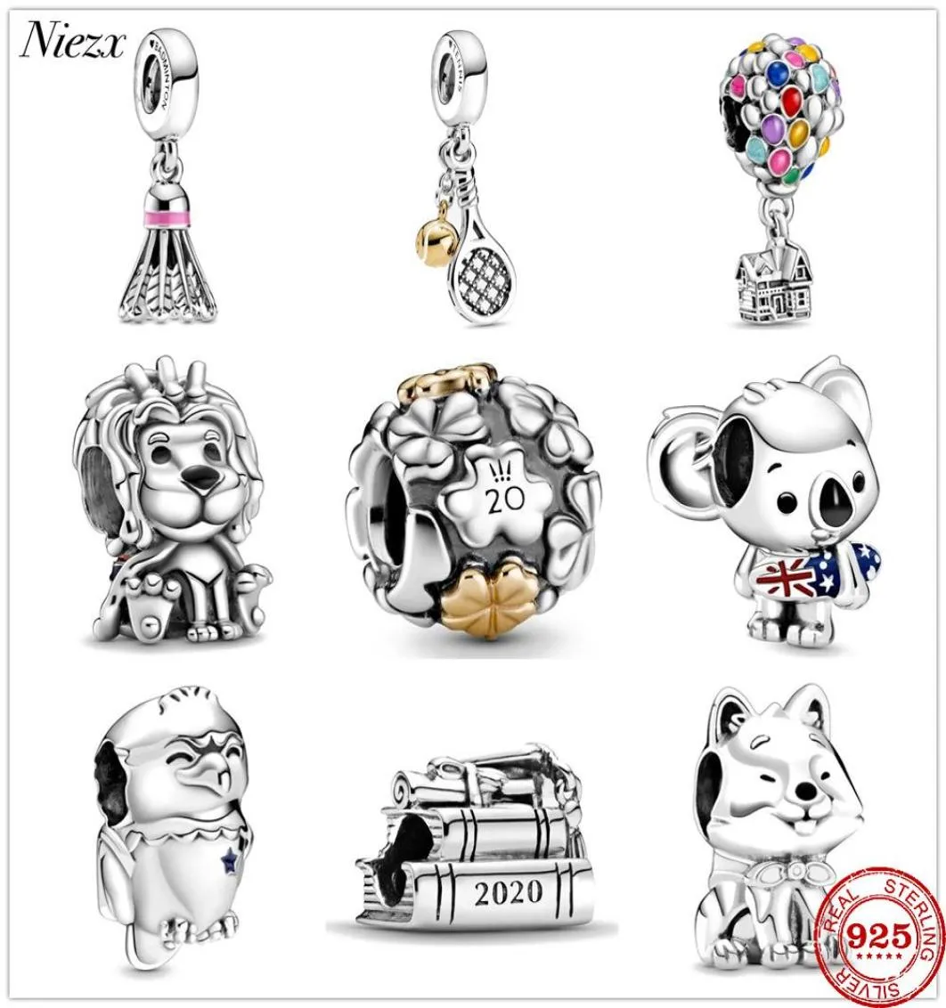 Orijinal Takılar Bilek 925 STERLING Gümüş Aslan Koala Kartal Köpek Badminton Charm Bead Diy Takı Yapımı Berloque3498566