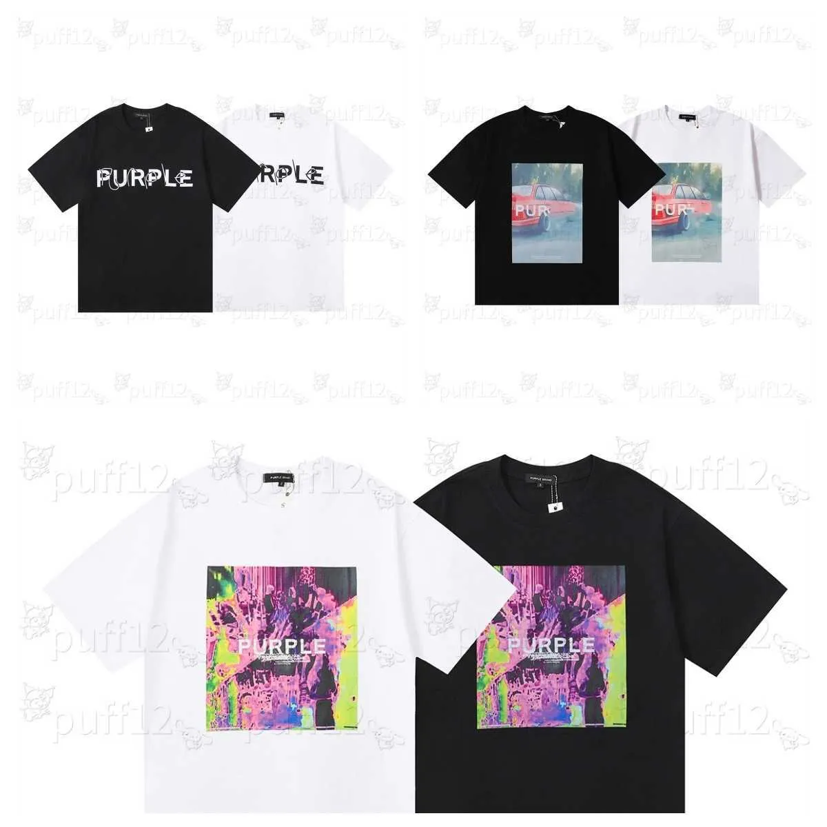 Purple Mens T Shirt Designer Towala mody z literą graffiti swobodny prosty letni krótki rękaw męskie i damskie koszulka sportowa na zewnątrz