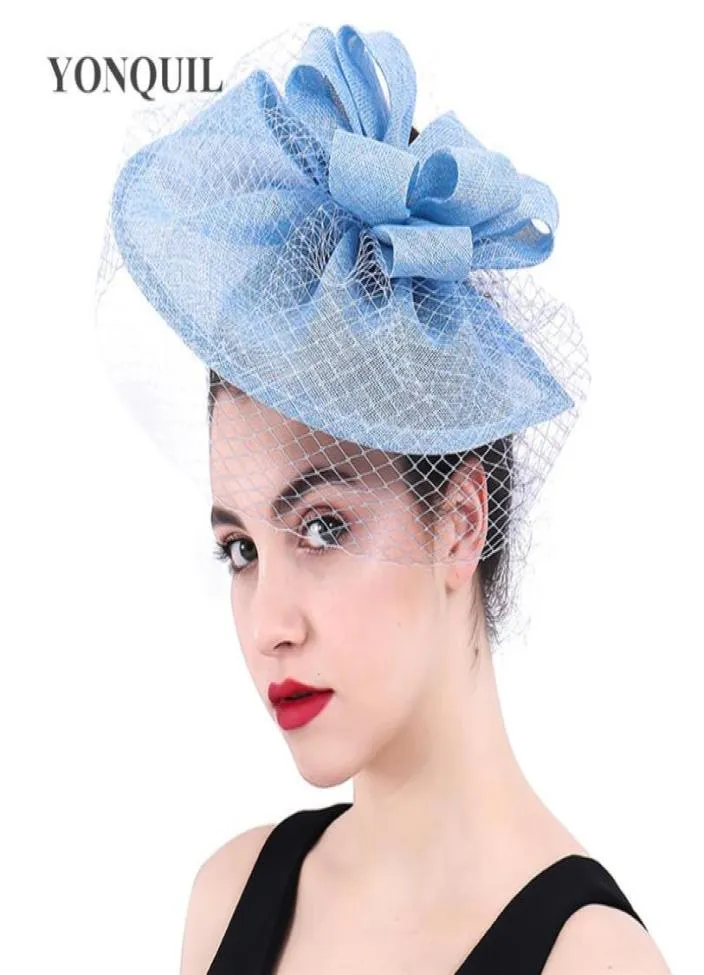 Fascinateurs de cheveux chapeau derby royal grands voiles de couvre-chef avec boucles accessoires de cheveux sur pinces à cheveux pour femmes dames coiffure de mariage S1252955