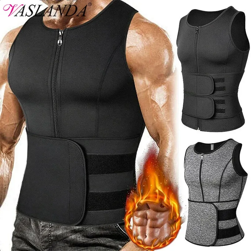 Hommes Shapewear taille formateur Sauna costume Sweat gilet sous-vêtements amincissants perte de poids chemise gros entraînement débardeurs corps Shaper 240129