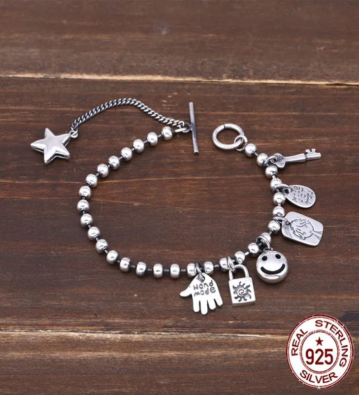 100% S925 bracelet en argent sterling rétro personnalité mode classique bijoux style punk forme envoyer cadeau de l'amant 2019 nouveau hot9327182