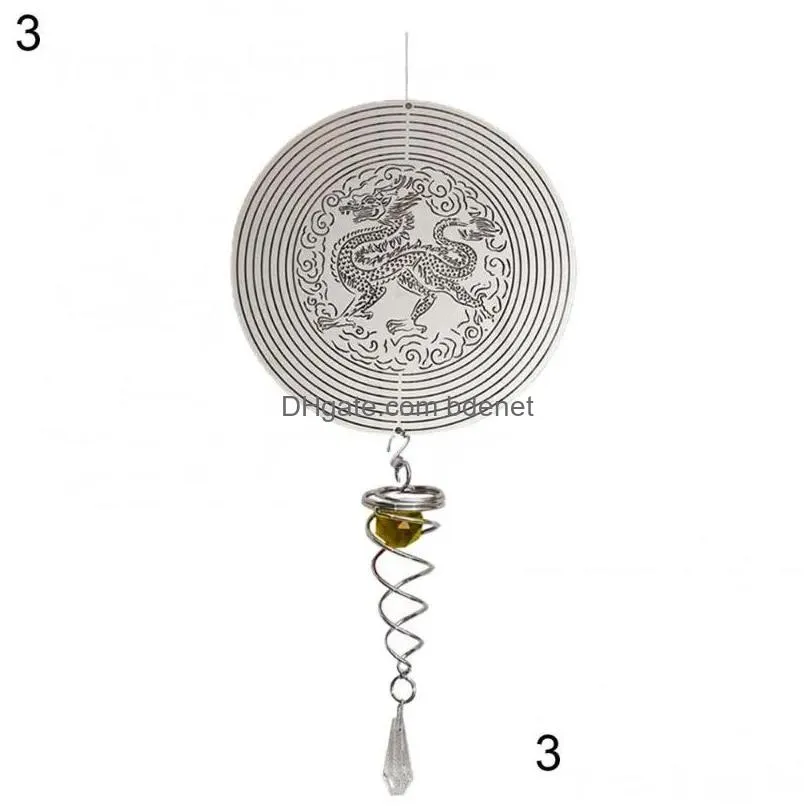 Dekorativa föremål Figurer Dekorativa föremål Figurer Ornament Wind Chime Pendant Hanging Metal 3D Spinner Rotating Animal Lette DHWP5