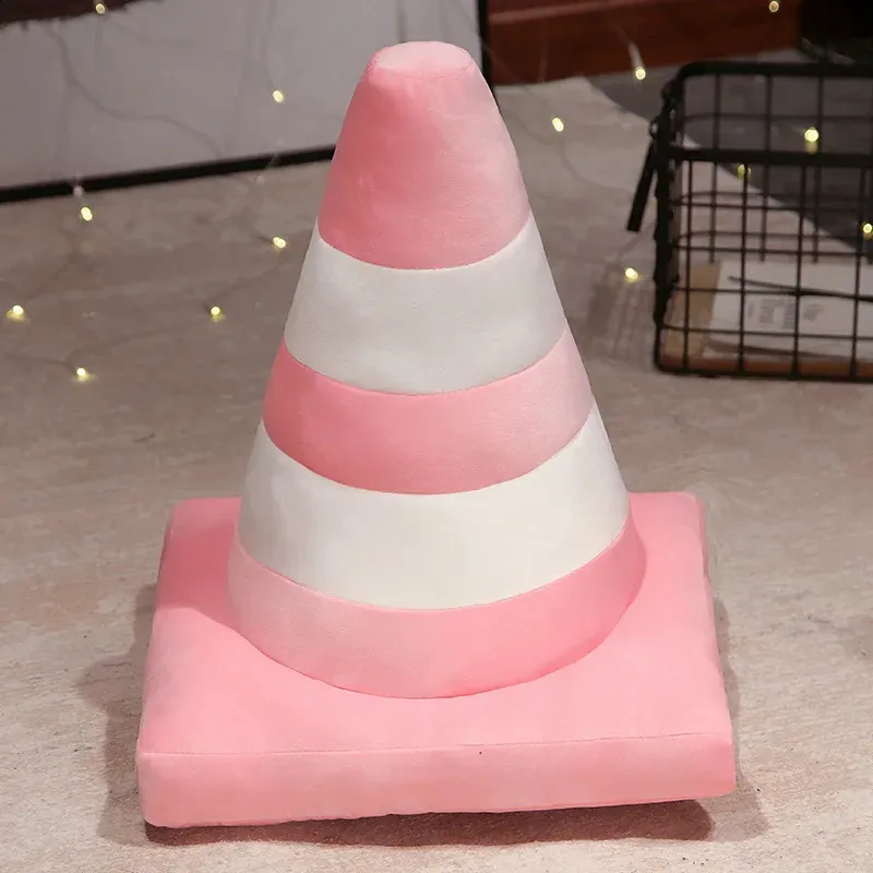 Oreiller En Peluche Barrage Routier - Jouet Cônes De Circulation 3D Amusants Pour Enfants