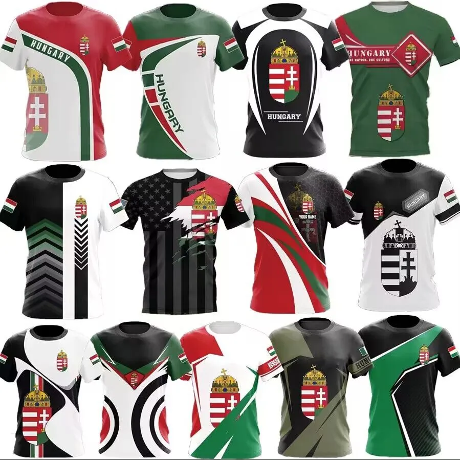 2023 2024 Nieuwe Hongaarse Vlag 3D Digitaal Gedrukt Heren Volwassen Voetbal T-shirt Met Korte Mouwen Maat XXS-6XL