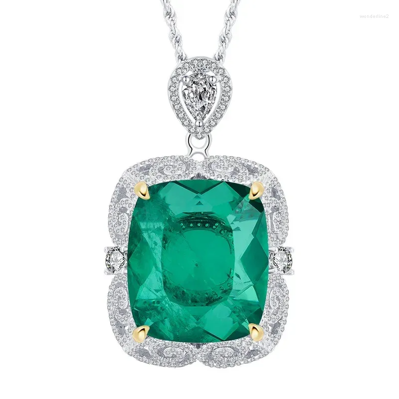 Correntes S925 Prata Europeu e Americano Jade Palaiba Fat Retângulo Grande Pingente Conjunto de Luxo 20/23 Brincos de Casamento