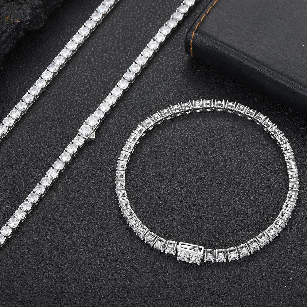 Knobspin D VVS1 Naszyjnik tenisowy dla kobiet biżuteria ślubna z certyfikatem S925 Sliver Splated 18K White Gold 240123