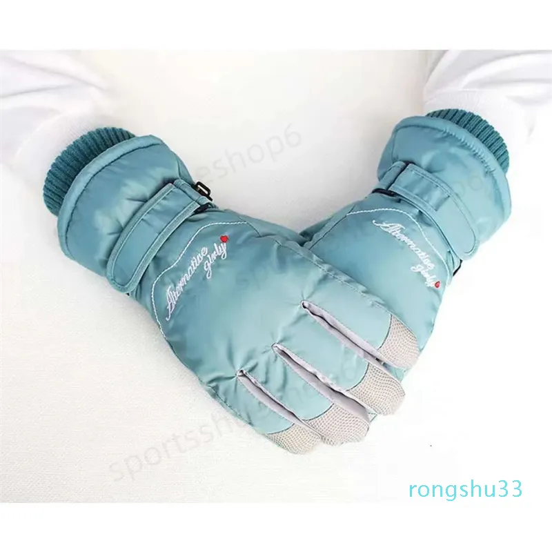 Guanti da sci touch screen a mano intera antivento caldi da donna con parola ricamata del produttore Five Fingers