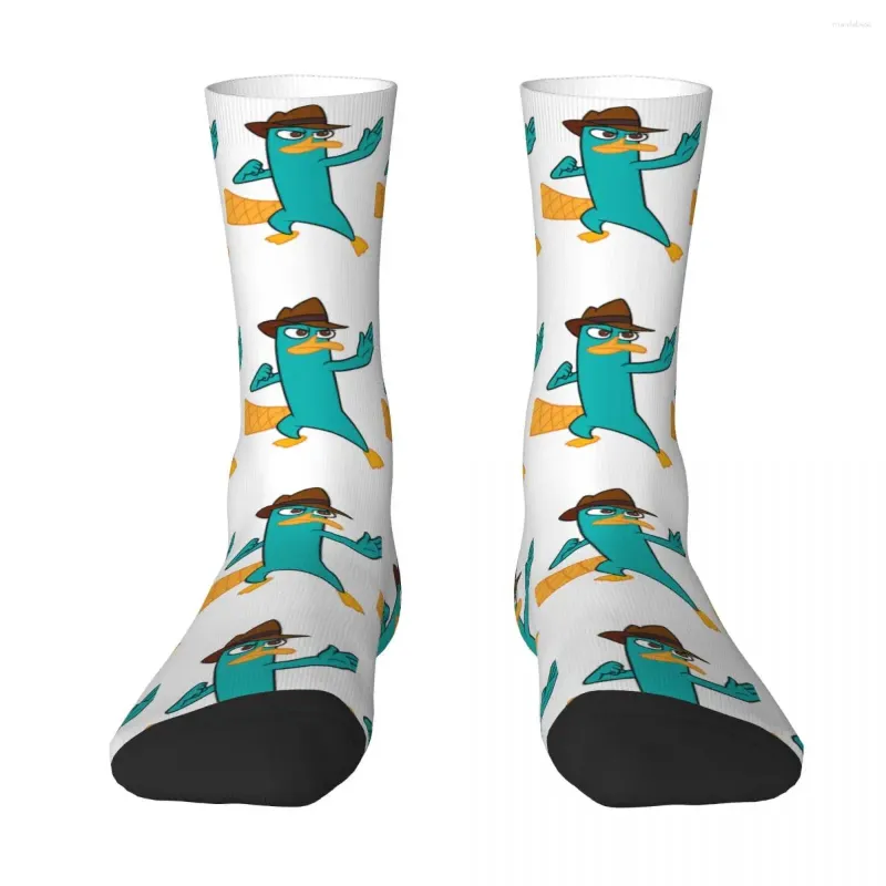 Femmes chaussettes p-perry l'ornithorynque bas célèbre Anime graphique élégant automne antidérapant chaussette hommes Sports de plein air respirant