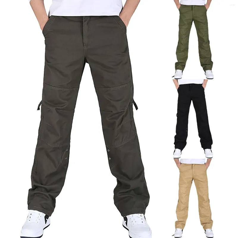 Pantalons pour hommes longs échasses maison garçon mousse à mémoire de forme ample salopette avec plusieurs poches coton décontracté