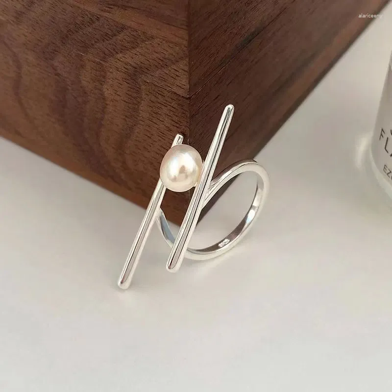 Anillos de racimo 925 plata esterlina anillo de perla único para las mujeres joyería dedo abierto vintage hecho a mano fiesta de alergia regalo de cumpleaños