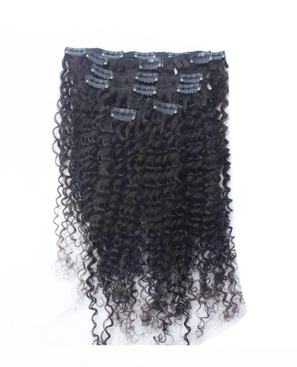 アフリカ系アメリカ人の髪のヘアエクステンションクリップ100GナチュラルカラーアフロキンキークリップINS 8PC