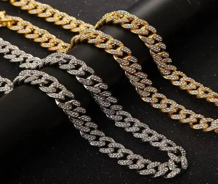 Новый цвет 20 мм кубинские звенья цепи ожерелье модные ювелирные изделия в стиле хип-хоп 3 ряда стразы Iced Out ожерелья для мужчин T2001131501379