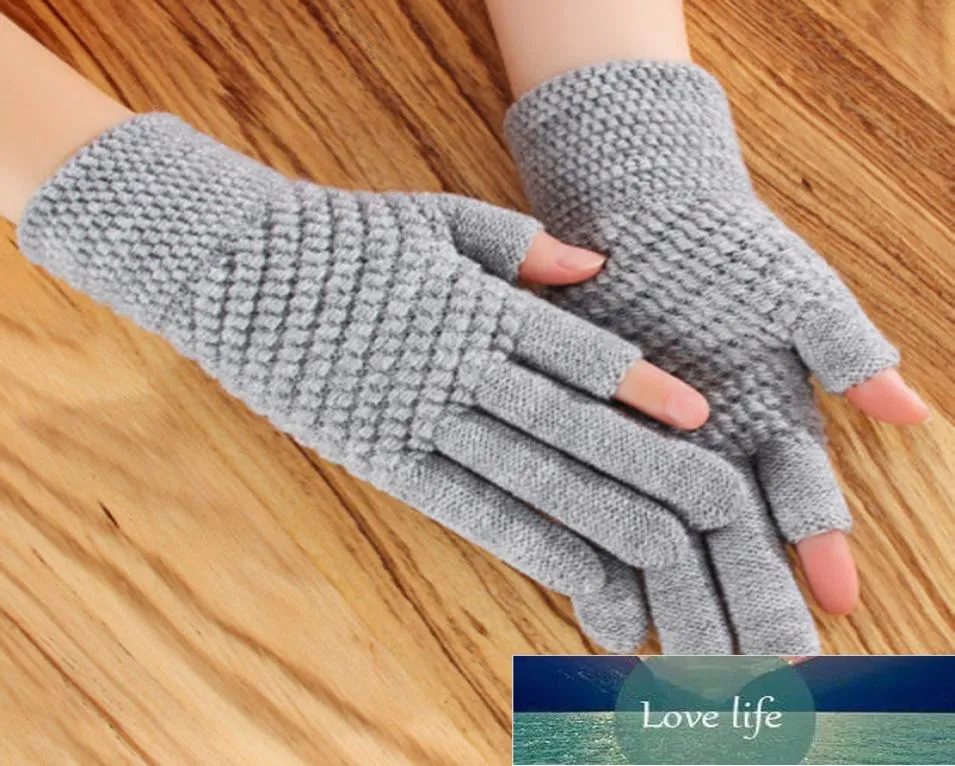 Unisex Kasjmier Halfvinger Fietsen Wanten Dames Winter Warm Dikke Gebreide Wol Vingerloos Schrijven Touchscreen Rijhandschoenen H68 F3384297