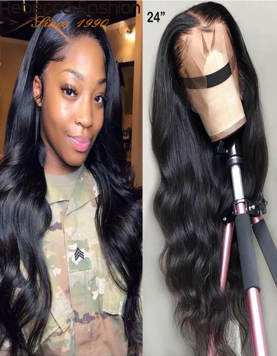 Rebecca 180 360 Body Wave Wave Full Lace Humer Hair Hair Hair مع شعر الطفل البرازيلي المسبق