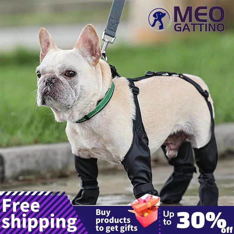 Sapatos para cães à prova d'água, botas ajustáveis, para animais de estimação, respirável, para caminhada ao ar livre, macio, buldogue francês, protetor de animais de estimação y240129