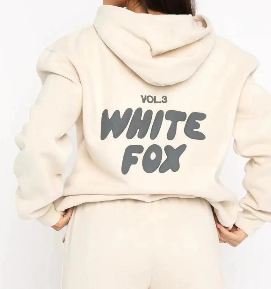 Designer Sportswear White Fox Hoodie 2-delige set Dames Herenpak Sportief Lange mouw Pullover Capuchon Effen Kleur Straat Ruimvallend Meerkleurig Europees Grote maten