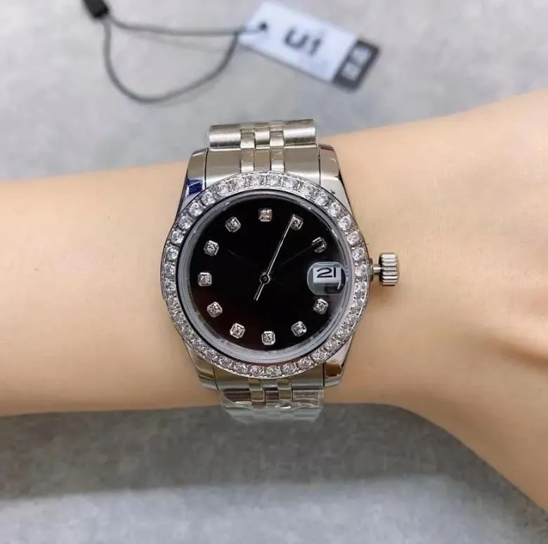 Качество U1 ST9 Стальной лист с бриллиантовым циферблатом 36 мм Автоматические механические женские наручные часы Юбилейный ремешок с сапфировым механизмом Женские часы