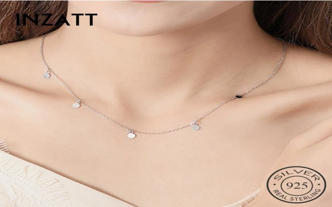 INZATT Real 925 Sterling Silver Geometric Round Choker Necklace For Fashion Women Minimalist Fine Jewelry Cute Accessories 20194512655