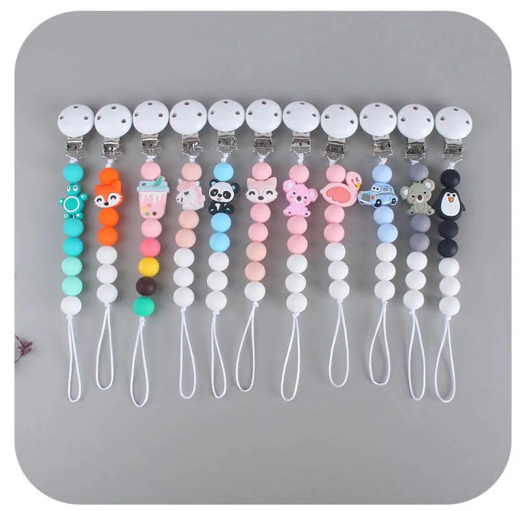 DIY Cartoon Silicone Baby Pacifier Clip Clip Newborn Baby Teether حامل مقطع هدايا الطفل ألعاب سلاسل حبات الأطفال حديثي الولادة تغذية B19388208531