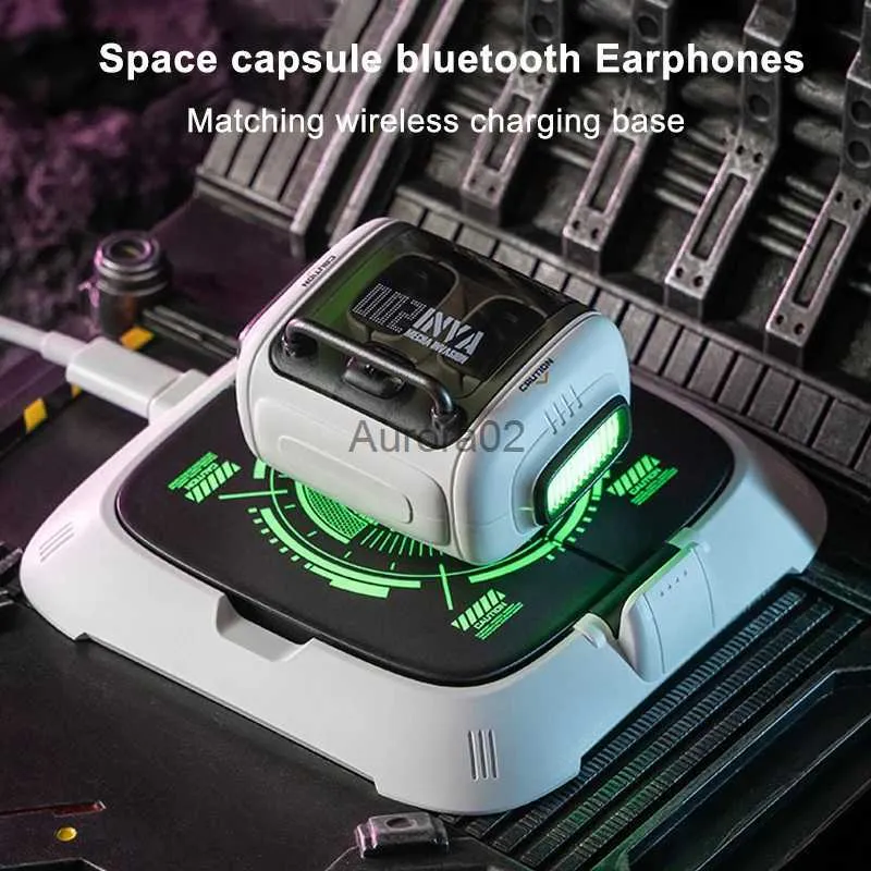 Handy-Kopfhörer TWS Neue Bluetooth Wireless Charging Ohrhörer Kapsel Mecha Design Headset Desktop-Halter Kopfhörer YQ240219