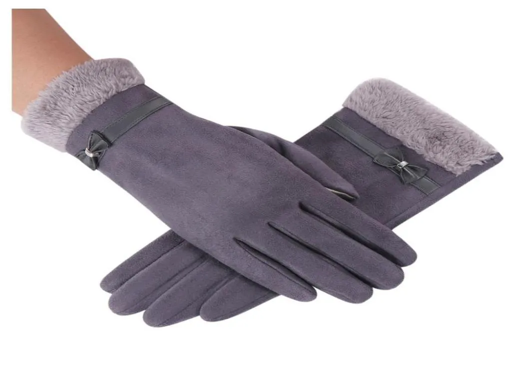 Gants d'hiver pour femmes, élégants et chauds, mitaines de luxe avec nœud papillon, polaire thermique épaisse, guantes mujer6320281