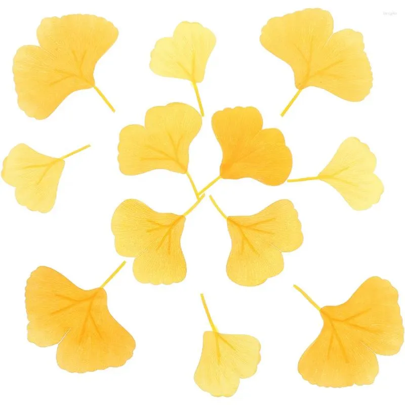 Fleurs décoratives, 200 pièces, vigne artificielle jaune, gloire du matin, décoration de Table d'automne, fausses feuilles de Ginkgo dorées