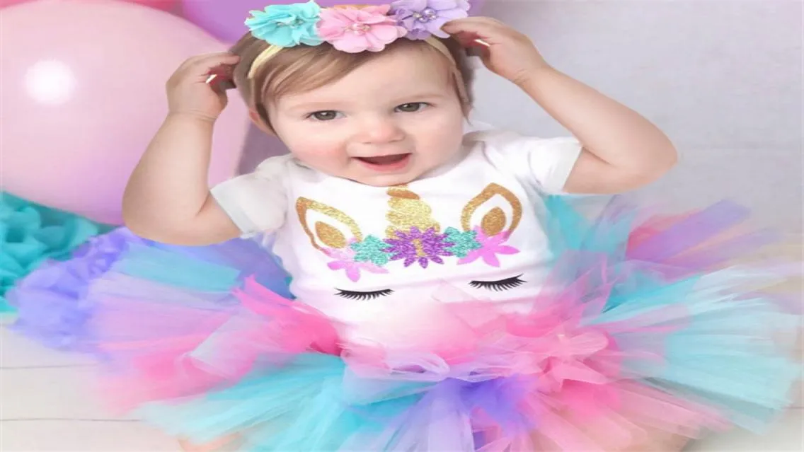 One Year Baby Girl Dress Unicorn Party Girls Tutu Dress Toddler Kids Clothes Baby 1st First Birthday Outfits Infantil Vestido4568233