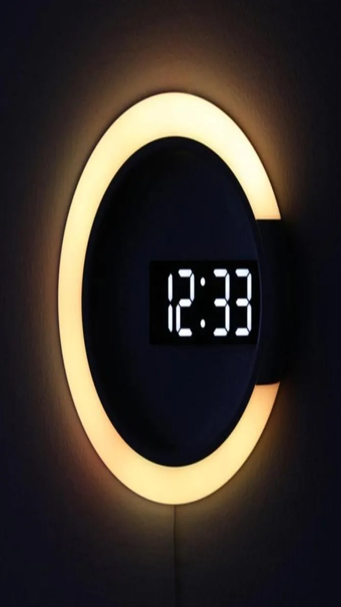 3D LED horloge de Table numérique réveil miroir creux montre murale horloge Design moderne veilleuse pour la maison salon décorations 9424151