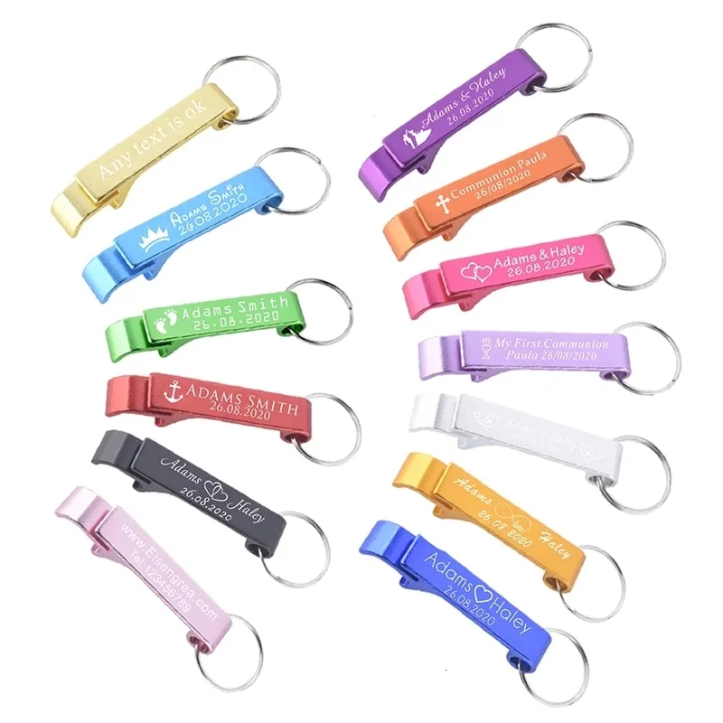 60pcs Personalized Bottle Opener Key Chain Engraved Wedding Favors Brewery el Restaurant party Private Gift Baptism 240118