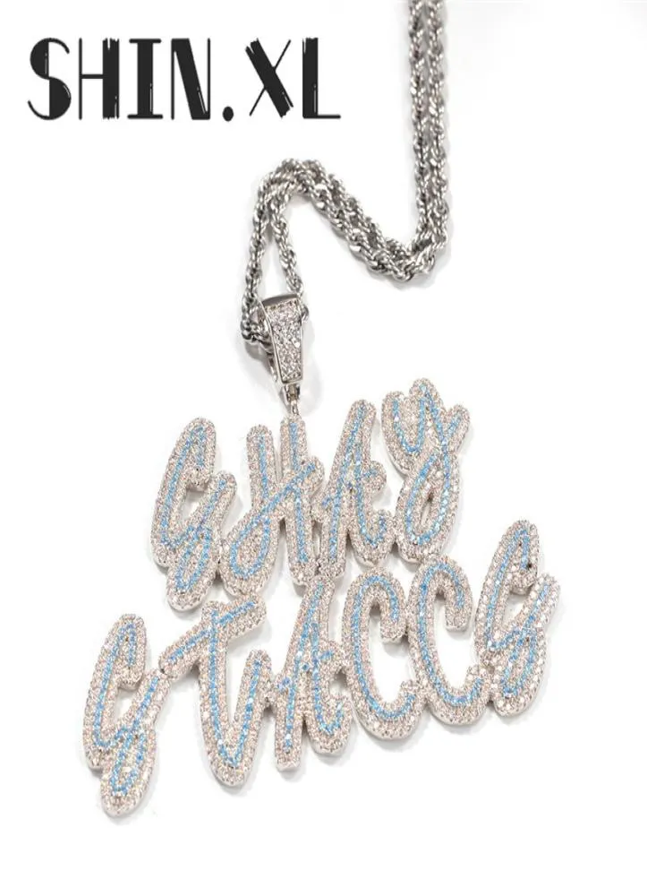 Niestandardowe nazwy litery łańcuchowe wisiorki Naszyjnik Hip Hop biżuteria cyrkon dla mężczyzn Kobiety Złoty Sliver Color1243631
