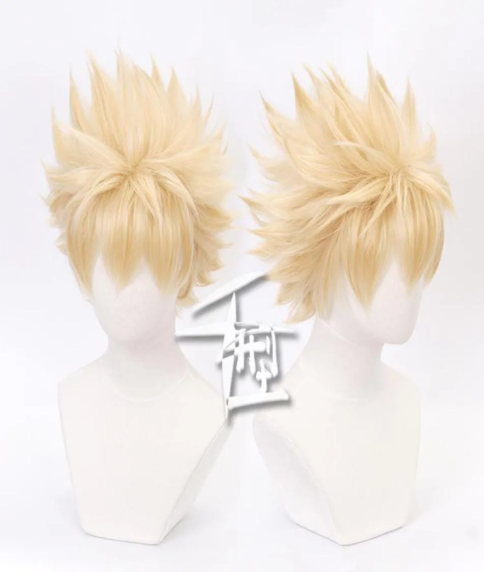 Costumes d'anime My Hero Academia Baku No Bakugou Katsuki Bakugo perruques courtes en lin blond résistant à la chaleur Costume de Cosplay perruque Cap4897960