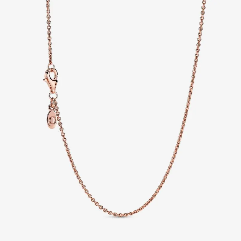 Nouvelle arrivée 925 Sterling Silver Rose Gold Classic Cable Chain Collier avec fermoir à homard Fit Pendentifs et charmes européens Fine Je182q