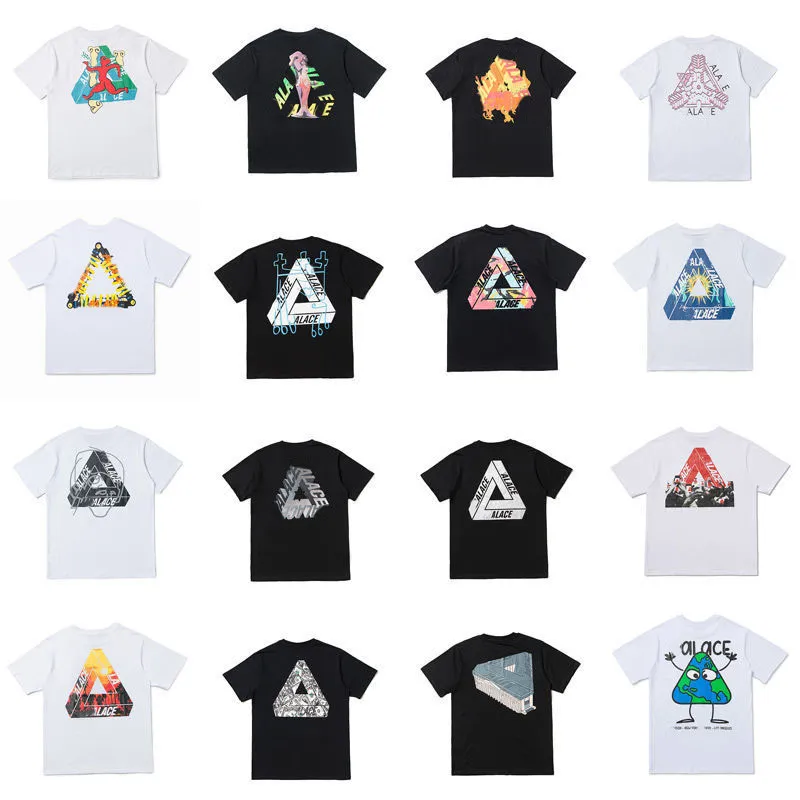 SS New Alace Tees Triangle Graffiti bedrucktes Herren- und Damen-T-Shirt, klassisches High Street-loses, kurzärmeliges, halbärmeliges T-Shirt aus reiner Baumwolle, Top-Kleidung