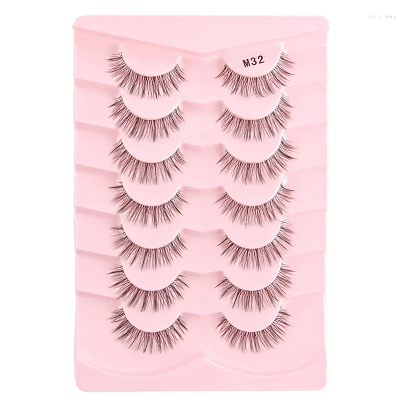 Faux cils demi-cils Eey 7 paires de fausses tiges transparentes naturelles longues réutilisables M32