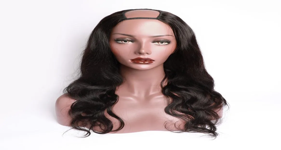 24 Middle Opening U Part Wigs Human Hair Silky Body Wave Brazilian Virgin U Shape Wig For Black Women 9A4693146
