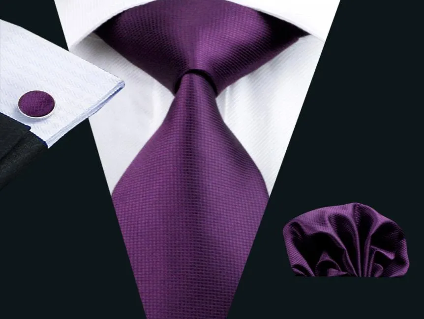 Fast Purple Tie Hankerchief Cufflinks Set Jacquard Woven Mens Purple Tie Set Business Work Formal Meeting Wedding Leisure9090833