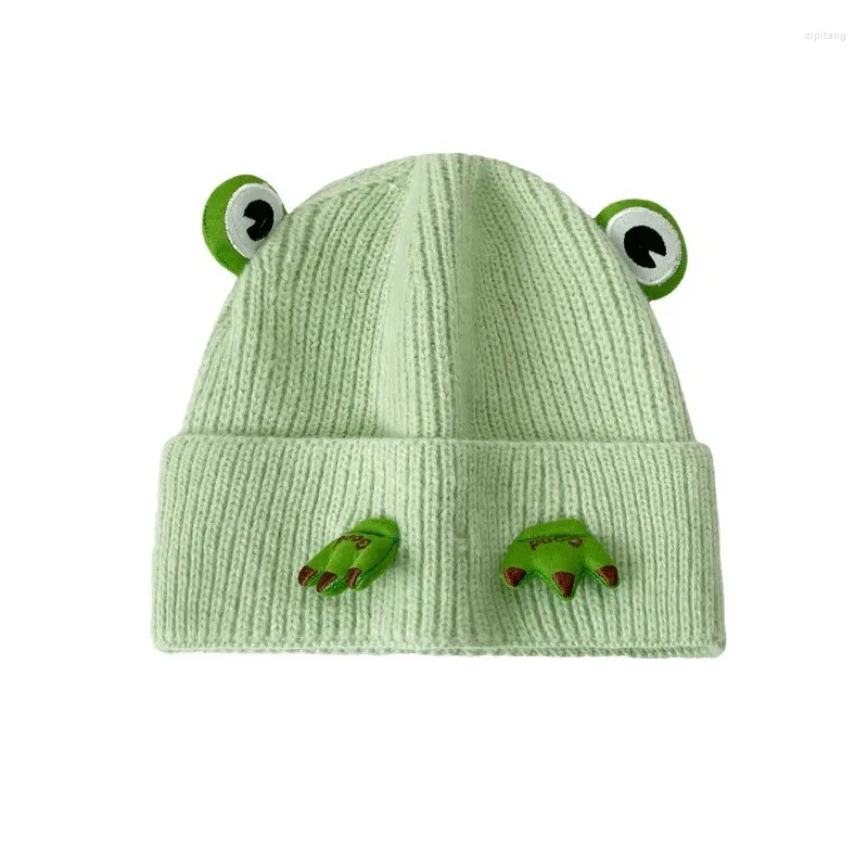 Basker Winter Cartoon Cute Frog Hat Men's Beanie Street Fashion Hip Hop Warm Acrylic Knit Brimless Hats For Women Cykling