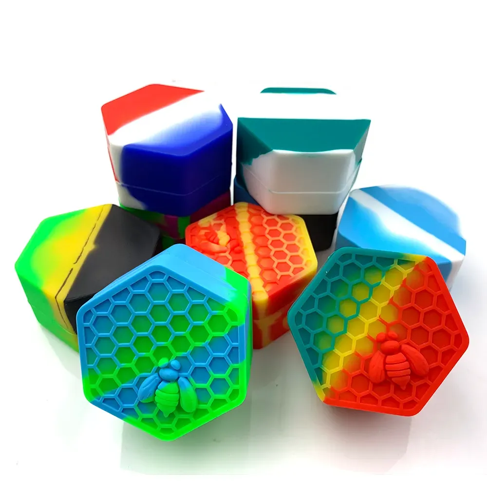 Silicone Container Big Hexagon Bee Style 26ml Silicone Jar for Oil Wax Box Cream Easy To Hold and Carry