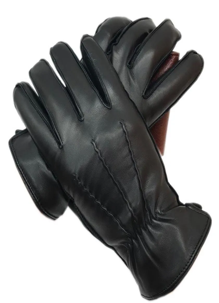 Five Fingers Gloves Winter Men039s 2021 Sheepskin Leather Fashion Outdoor Driving Real Warm Fleece Lini4081067