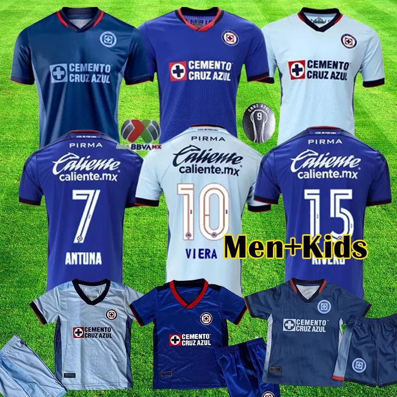 2023 2024 Cruz Azul 축구 유니폼 23 24 CDSYC 멕시코 리그 VIEIRA LIRA RODRIGUEZ ESCOBAR Antuna Rivero Home Third Football Shirts Liga MX 남자 키트 유니폼