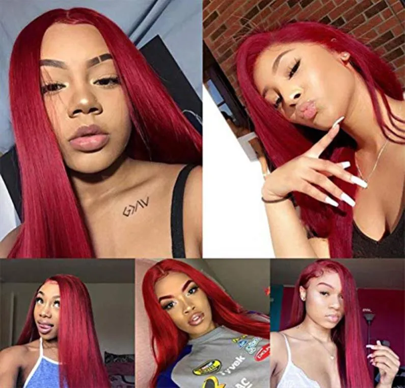 Red Lace Front Human Hair Wigs Red Human Hair Wig 99J 360 Lace Frontal Wig Pre Plucked Full Lace Human Hair Wigs Colored1227053
