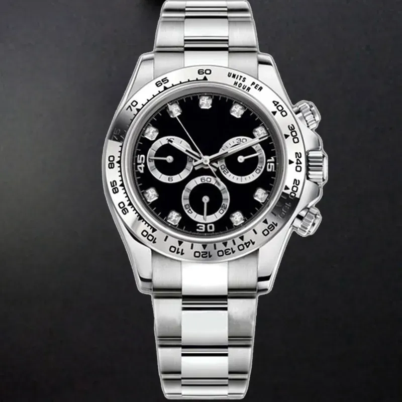 Diamentowe zegarki męskie zegarki Watche Wysokiej jakości Automatyczne mechaniczne mechaniczne 904L ze stali nierdzewnej ślizgowy zegarek na nadgarstek dla mężczyzn Wodoodporny czarny Montre 40 mm