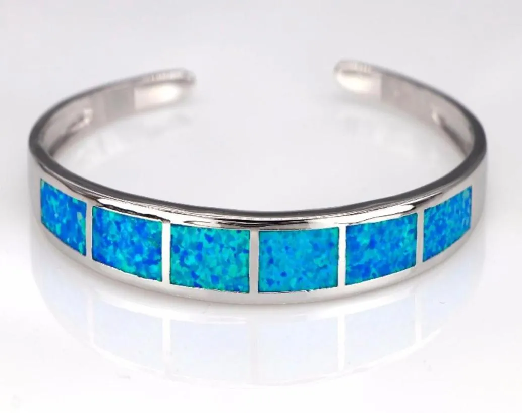 Hela detaljhandelsmode Fine Blue Fire Opal Bangles 925 Silverpläterade smycken för kvinnor BNT1807310199165667001799