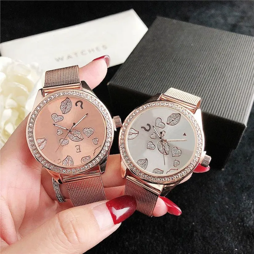 Brand Watches Women Lady Girl Big Letters Crystal Question Mark Style Metal Steel Band Quartz Wrist Watch GS 49185b