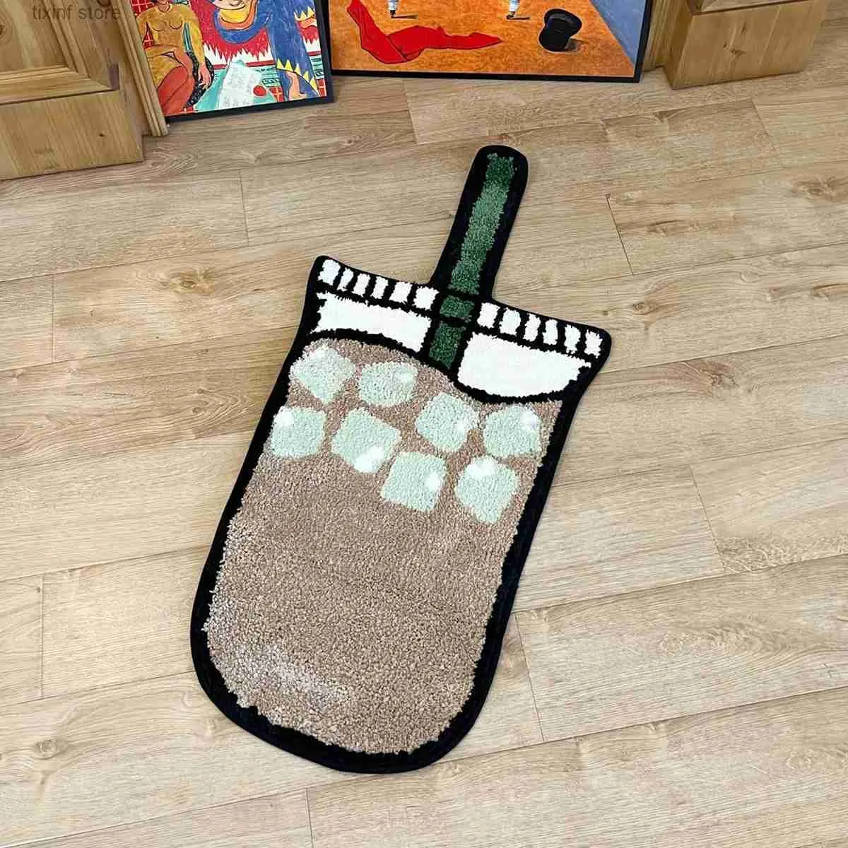 Tapijt Ijskoffie Getuft Tapijt Woonkamer Tapijt Chique Onregelmatig Tapijt Slaapkamer Nachtkastje Mat Deur Vloer Anti Slip Pad Esthetisch Home Decor T240219