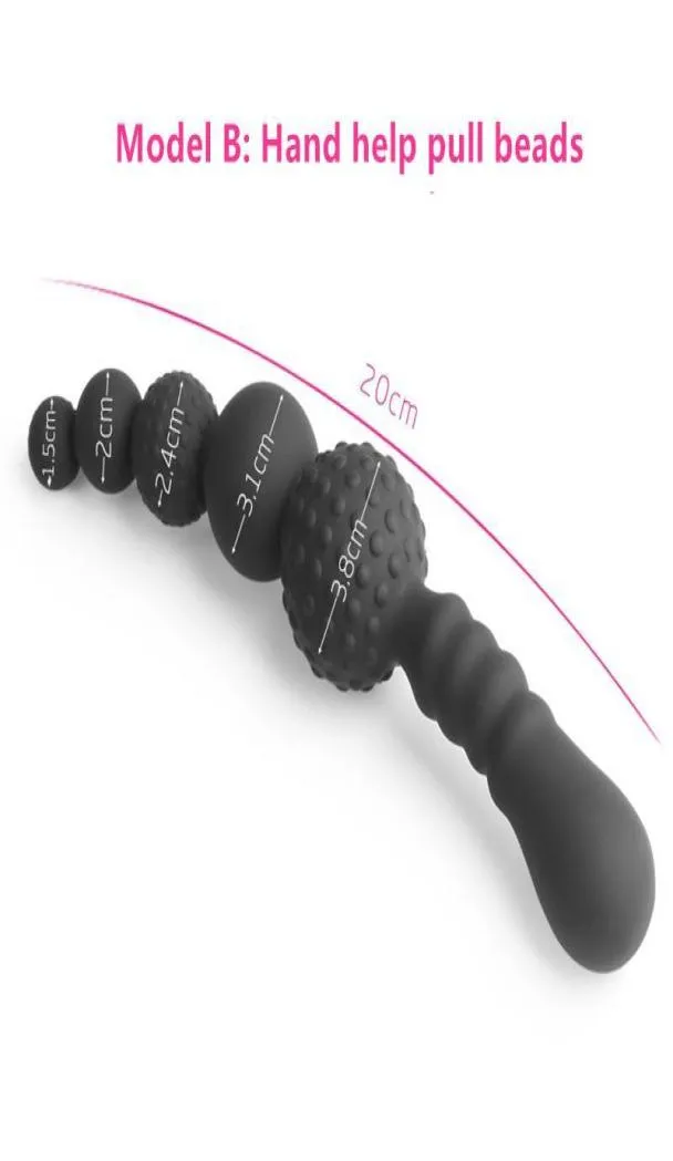 Nouveau 3 Styles manuel noir grosses perles de traction Plug Anal Silicone gode Anal Double tête godemichet Anal jouets sexuels pour Gay Men5247008