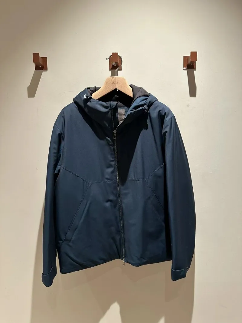 Vestes Homme Hiver loro Cachemire Bleu Marine Veste à Capuche piana