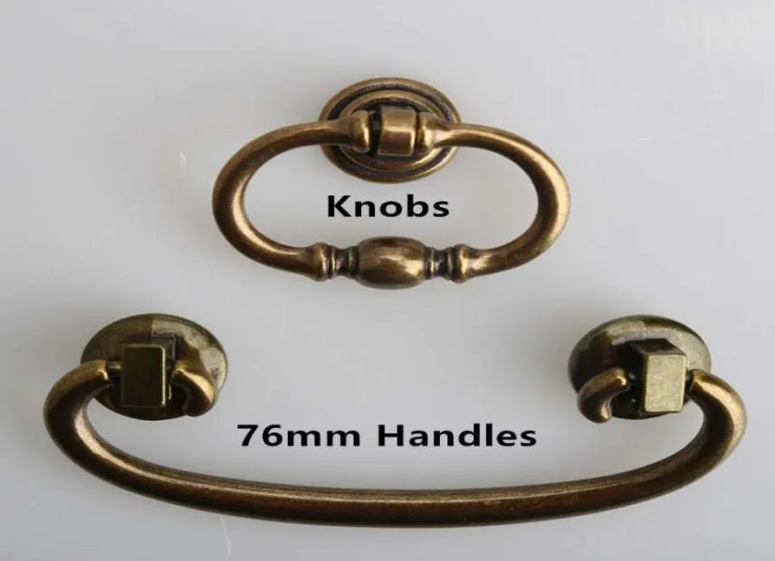 Ukorzywienia 76 mm Knobs Brązowa szafka szafka 3 "Antyczne mosiężne krople kropli vintage meble uchwyty knob9631101