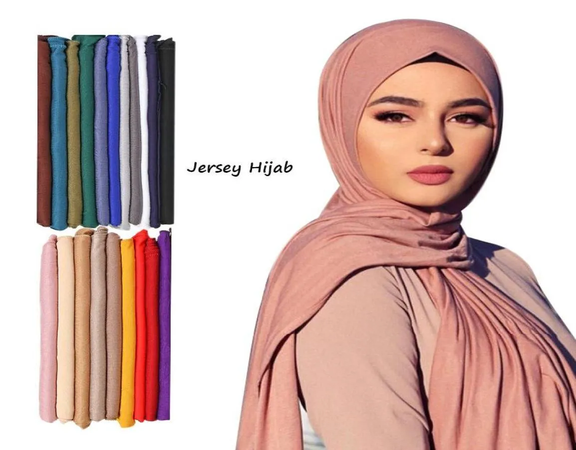 Couleur unie Long Châle Foulards Modal Jersey Hijab Musulman Foulard Doux Noir Femmes 039s Turban Cravate Bandeau HeadWrap Lightweigh2043912